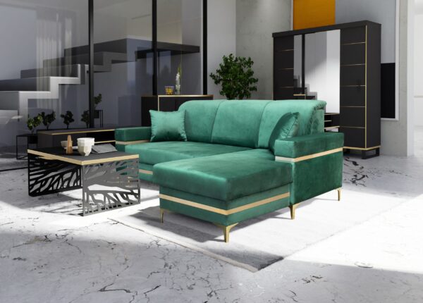 Florence Corner Sofa Bed - Available in Blue, Green & Black