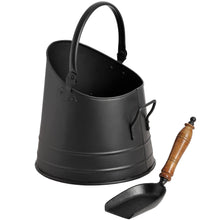 Load image into Gallery viewer, Black Coal Bucket with Teak Handle Shovel
