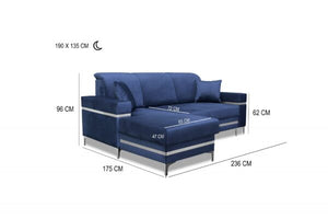 Florence Corner Sofa Bed - Available in Blue, Green & Black