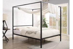 Chalfont Four Poster Metal Bed Frame - White or Black -Available in Single, Small Double, Double & KingSize