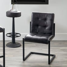 Load image into Gallery viewer, Arlo Leather &amp; Iron Buttoned Chair - Steel Grey &amp; Brown
