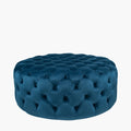 Vittoria Velvet Round Buttoned Pouffe - Available in Dove Grey, Blush Pink, Rasberry, Black & Sapphire Blue