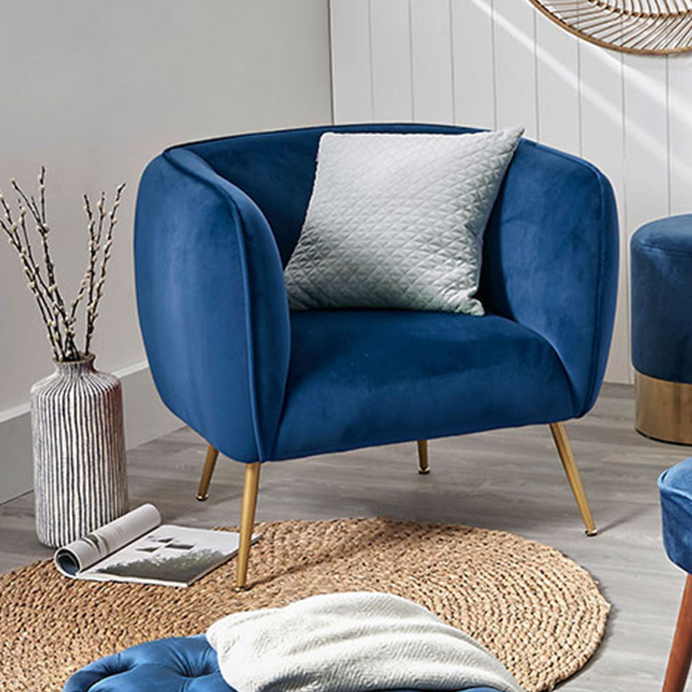 Lucca Velvet Chair with Gold Legs - Available in Black or Sapphire Blue