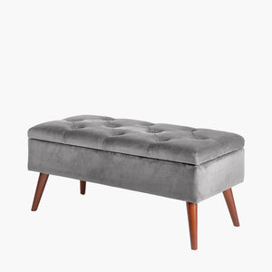 Pelagia Velvet Buttoned Bench with Storage - Available in Dove Grey & Tabacco