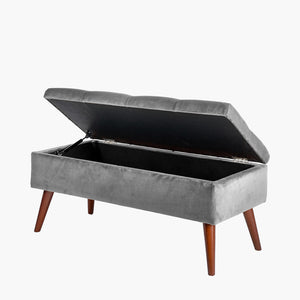 Pelagia Velvet Buttoned Bench with Storage - Available in Dove Grey & Tabacco