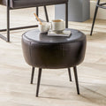 Donato Leather and Iron Stool - Available in Mahogany , Steel Grey & Sage Green