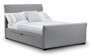 Capri Fabric Bed with 2 Drawers - Dark Grey Velvet or Light Grey Velvet