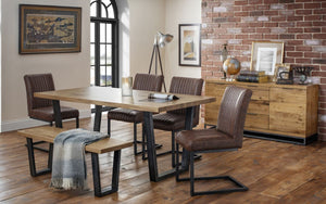 Brooklyn Dining Chair - Available in Brown Faux Leather & Square gunmetal or Charcoal Grey