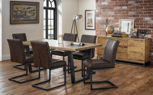 Brooklyn Dining Chair - Available in Brown Faux Leather & Square gunmetal or Charcoal Grey