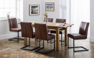 Brooklyn Dining Chair - Available in Brown Faux Leather & Square gunmetal or Charcoal Grey
