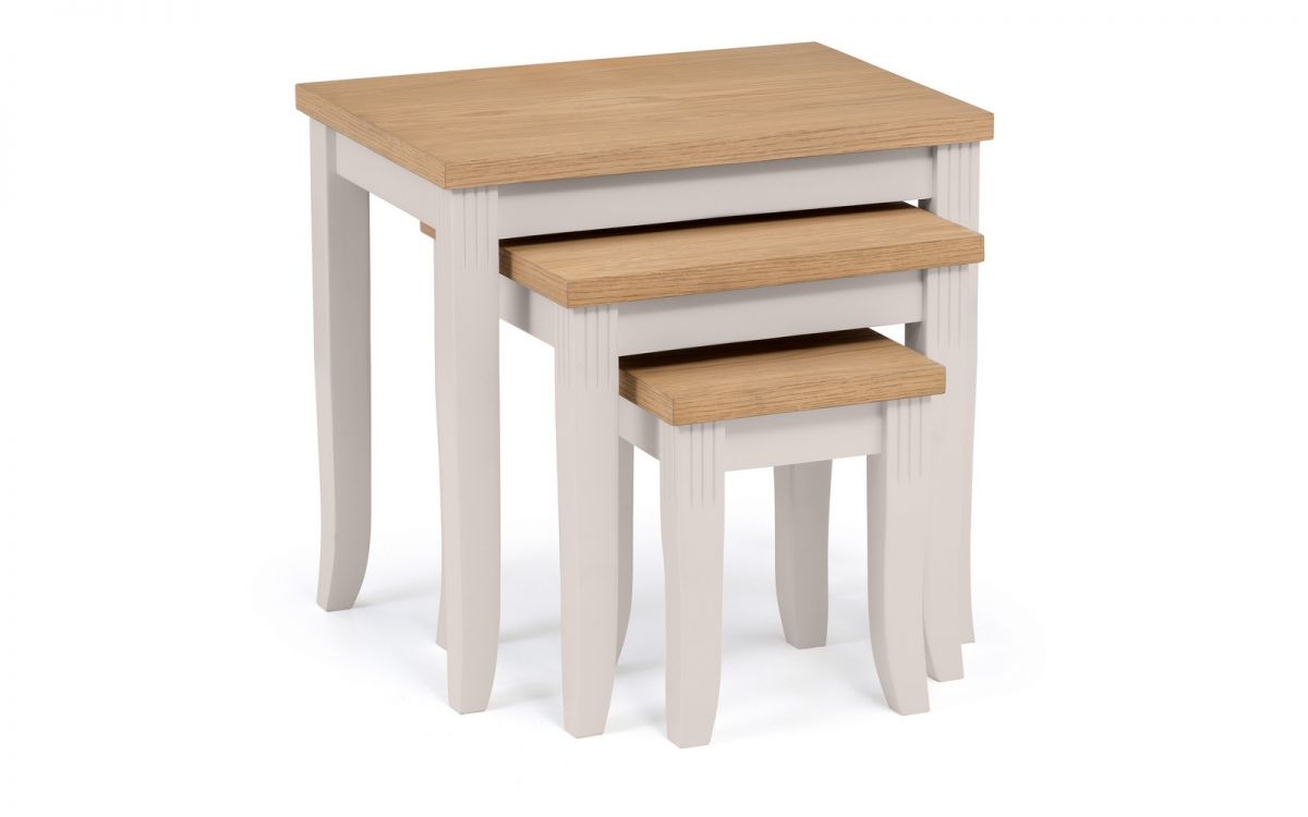 Daventport - Nest of 3 Tables - Oak & Elephant Grey or Light Oak & Ivory