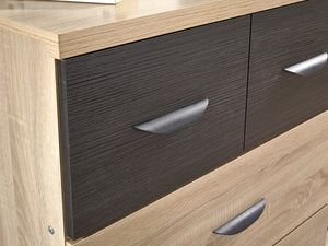 Domonic Narrow Chest 5 Drawers - Sonoma Oak With Curved Handles