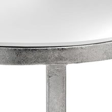 Load image into Gallery viewer, Mirrored Silver Half Moon Table With Cross Detail
