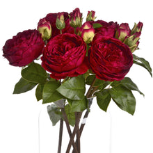 Load image into Gallery viewer, Deep Red Wedding Peony Rose Spray
