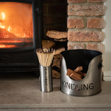 Load image into Gallery viewer, Pewter Finish Logs And Kindling Buckets &amp; Matchstick Holder
