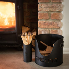 Load image into Gallery viewer, Black Finish Logs And Kindling Buckets &amp; Matchstick Holder
