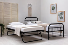 Load image into Gallery viewer, Henry Single Metal Bed Frame With Folding Guest Bed Trundle - Available in White or Black
