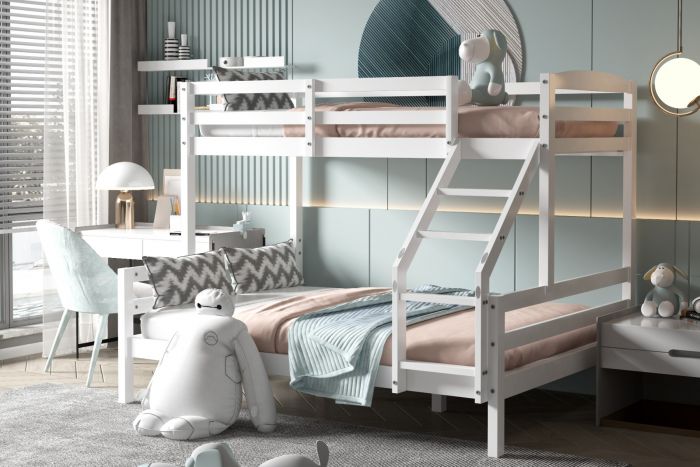 Wooden Hopin Triple Bunk Bed - Colour Option White or Grey