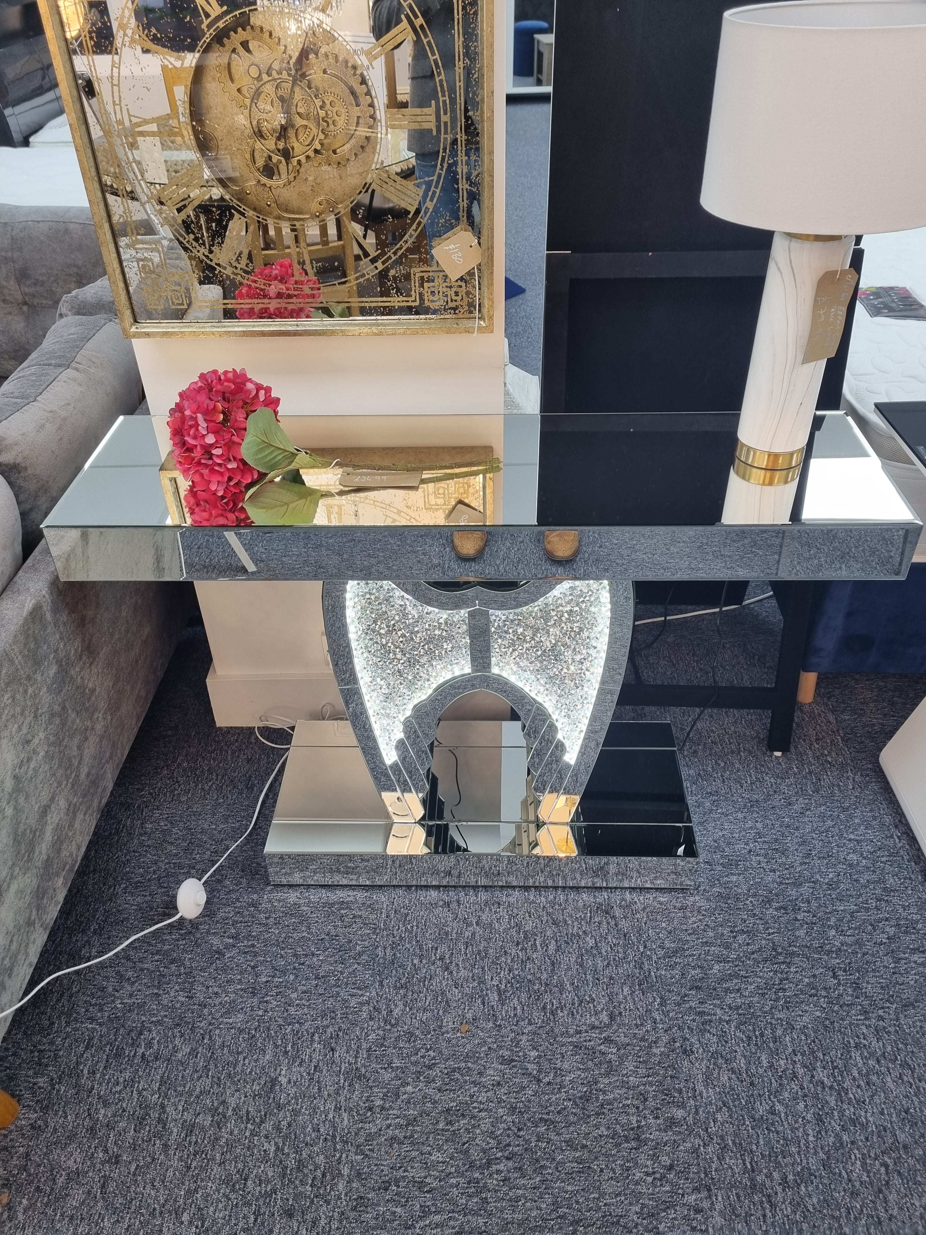 Marble & Light Up Console Units - Entry Side Table - Chelsea, Lewis, Triangle Light, Heart Light