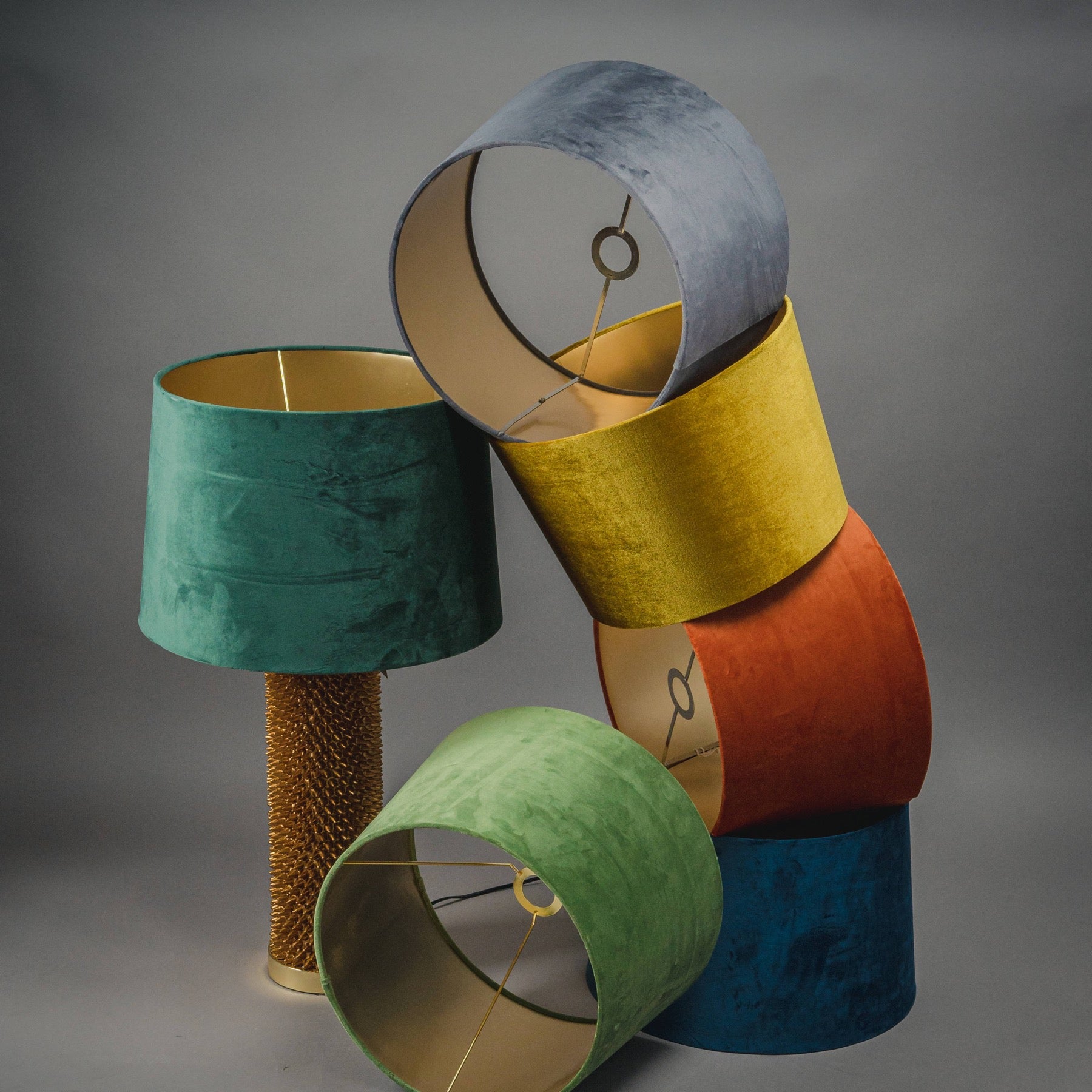 Lamp And Ceiling Shade - Available in Grey Velvet & Emerald Green