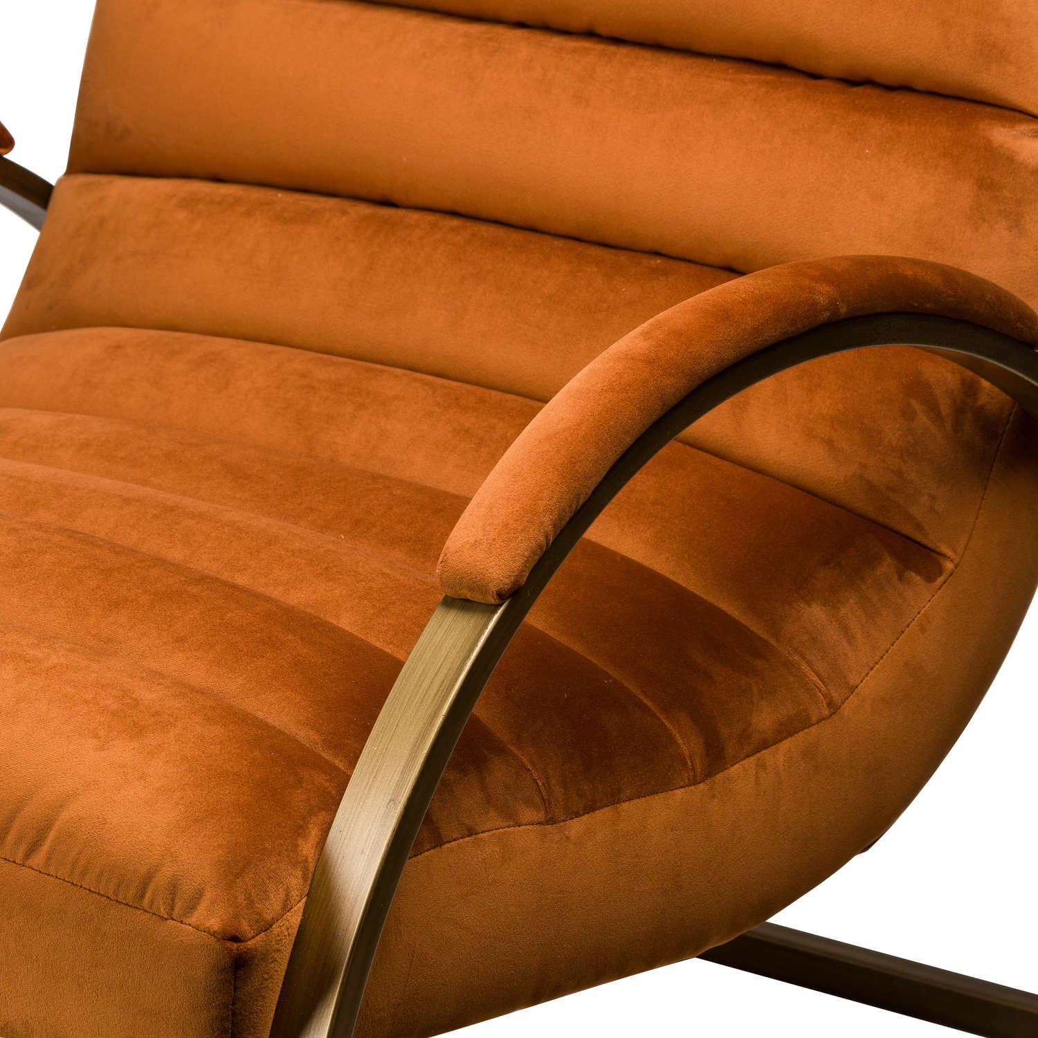 Burnt Orange And Brass Ribbed Ark Footstool - Chair Available
