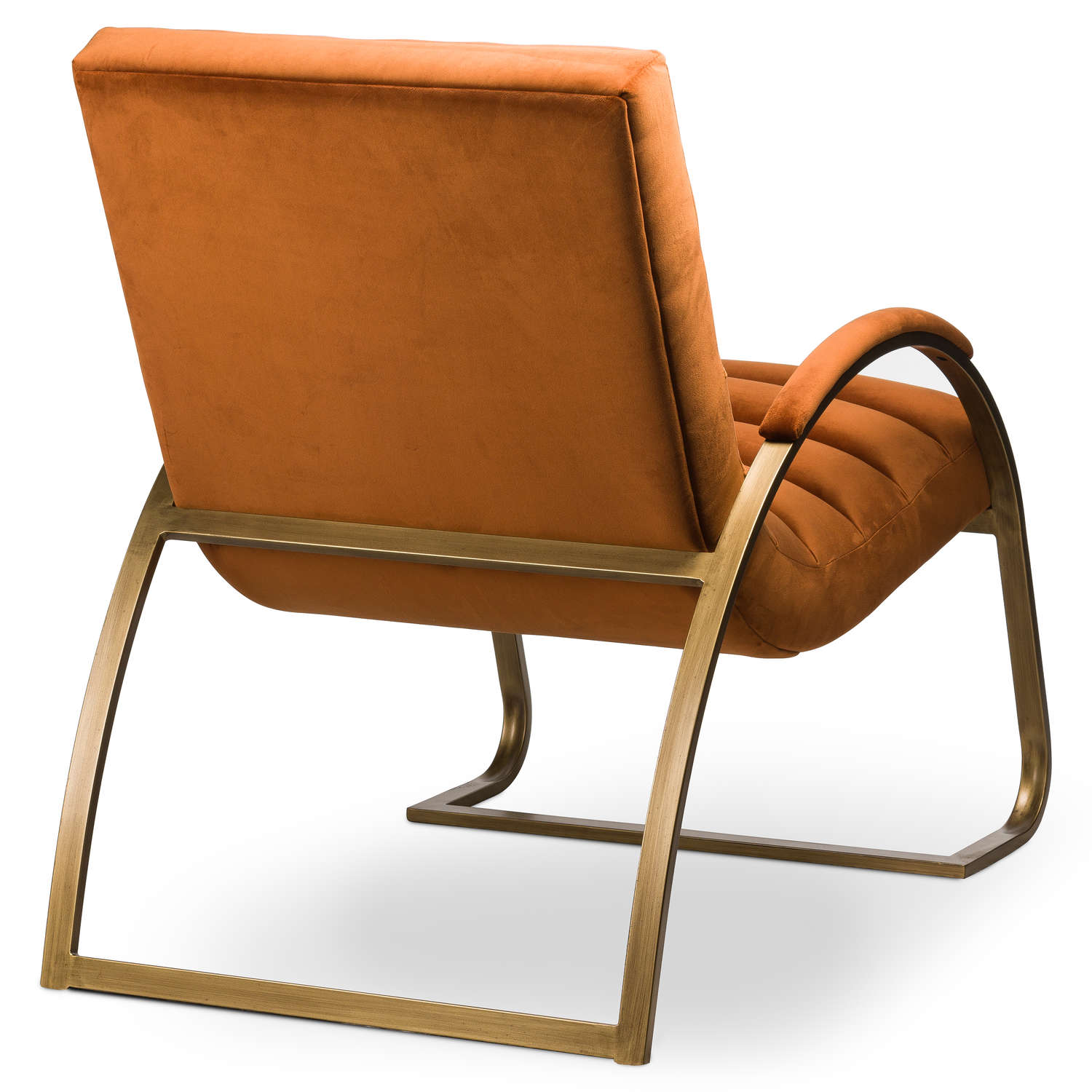 Burnt Orange And Brass Ribbed Ark Footstool - Chair Available