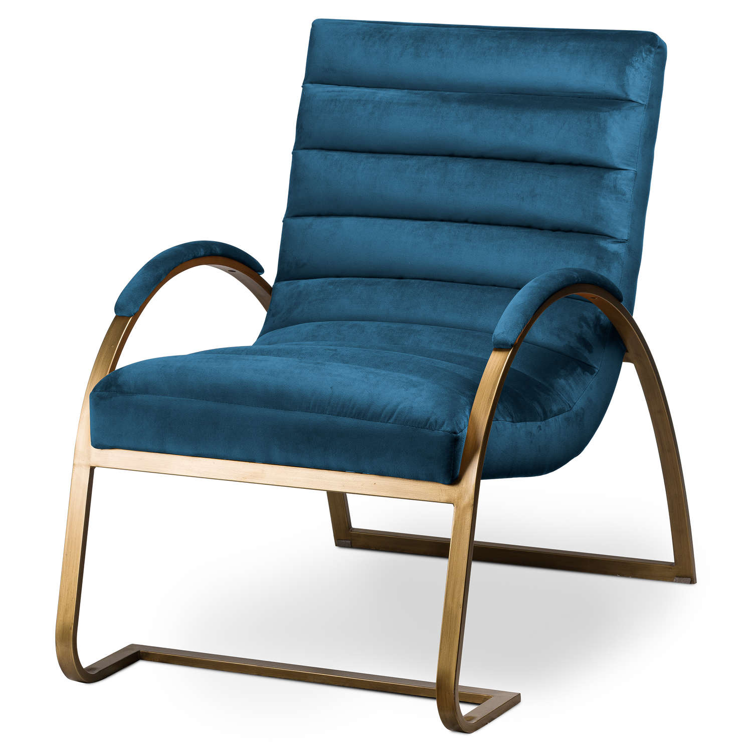 Navy And Brass Ribbed Ark Stool