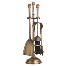 Load image into Gallery viewer, Ball Topped Companion Set In Antique Brass
