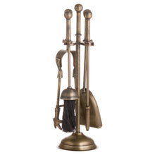 Load image into Gallery viewer, Ball Topped Companion Set In Antique Brass
