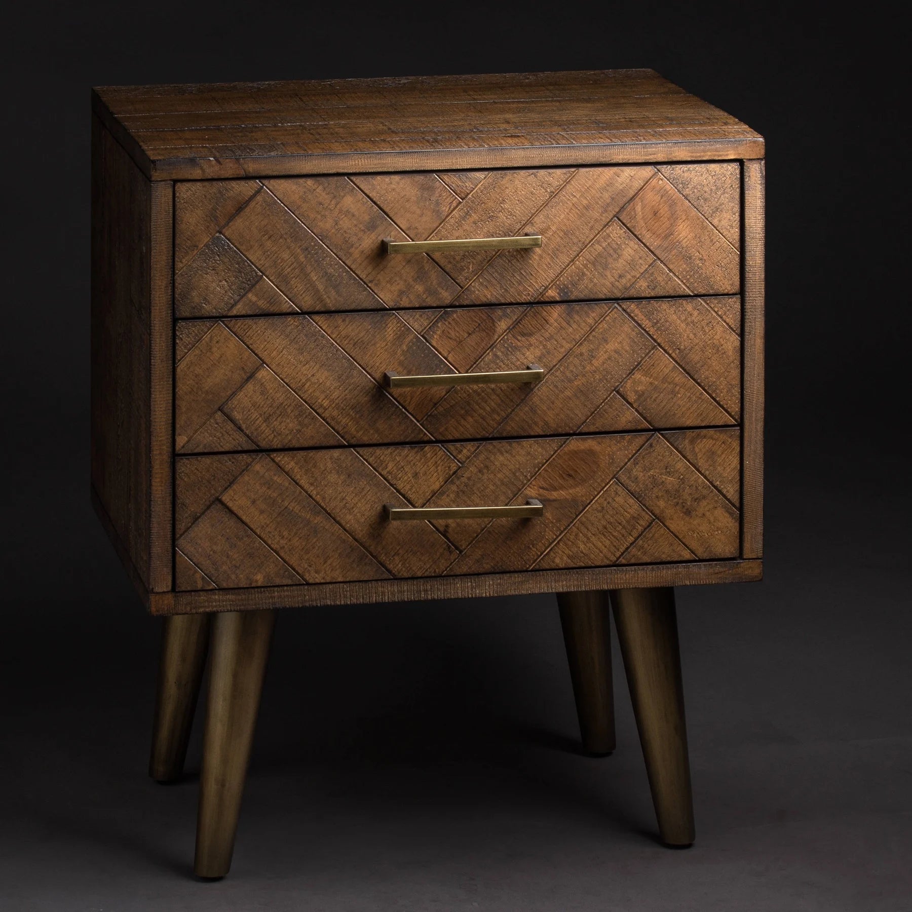 Havana Gold 3 Drawer Bedside Table