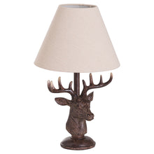 Load image into Gallery viewer, Stag Head Table Lamp With Linen Shade
