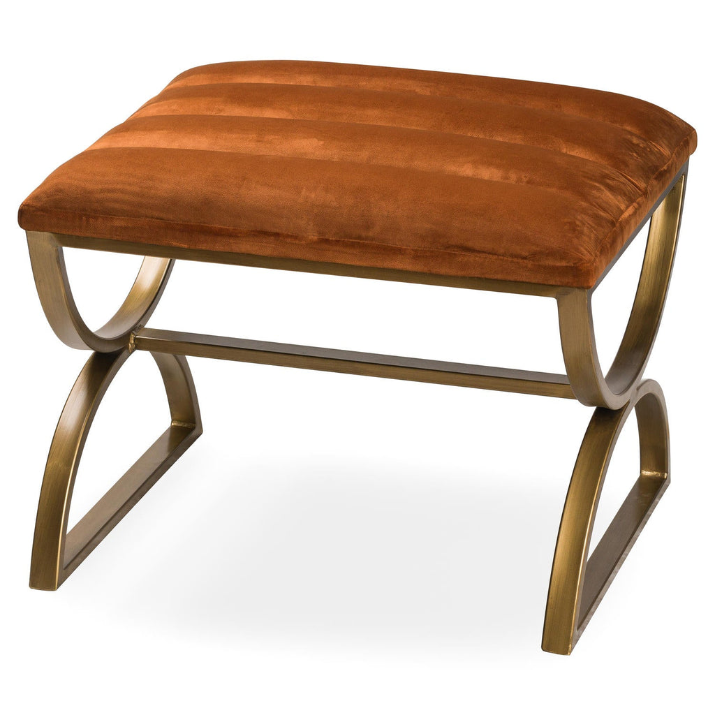Burnt Orange And Brass Ribbed Ark Footstool - Chair Available