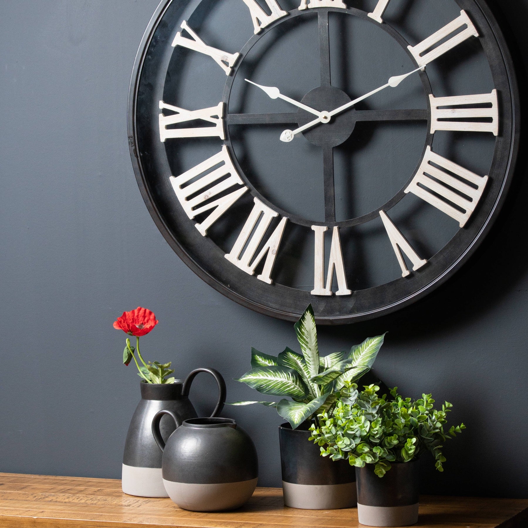 Sutton Skeleton Clock with White Roman Numerals