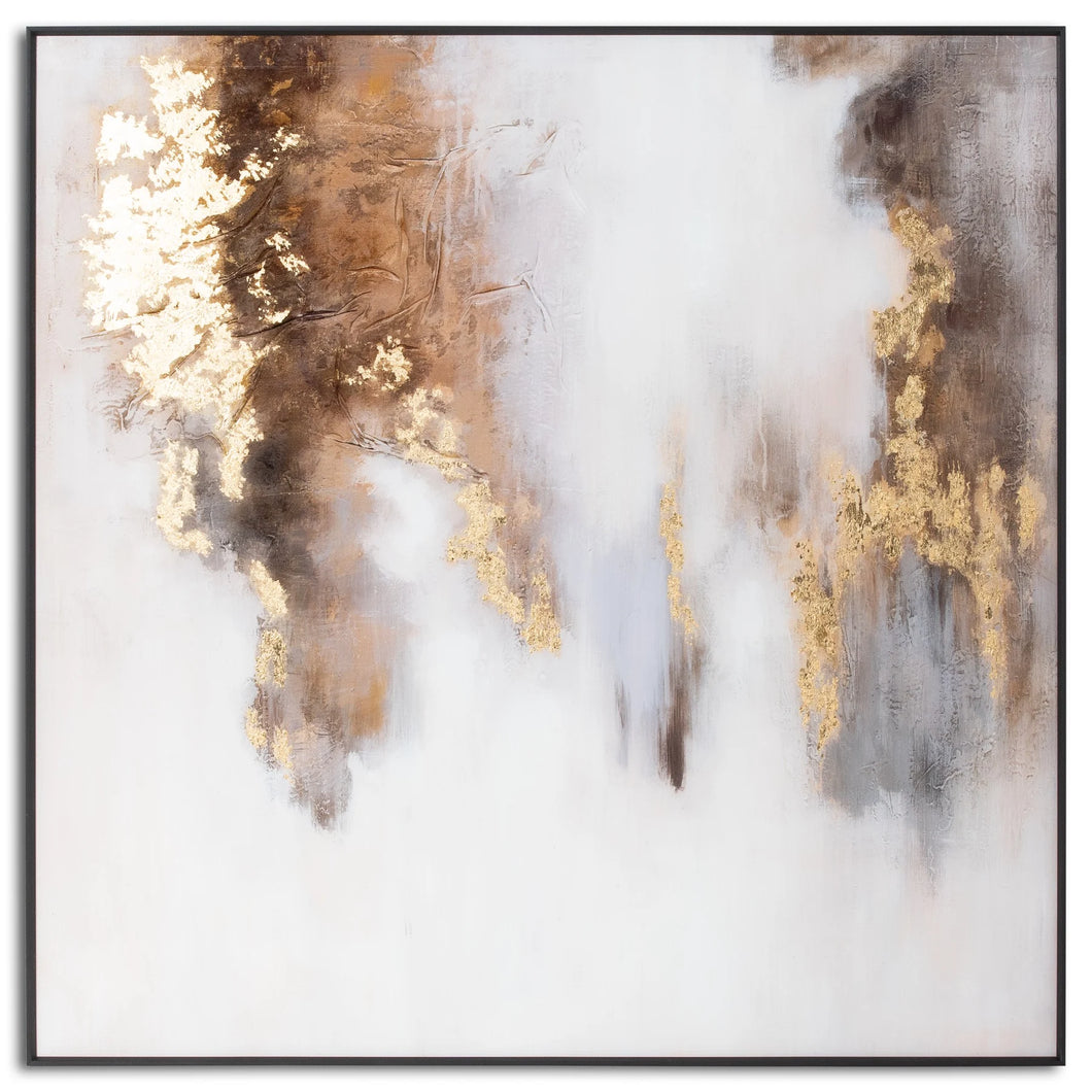 Metallic Soft Abstract Glass Image In Gold Frame