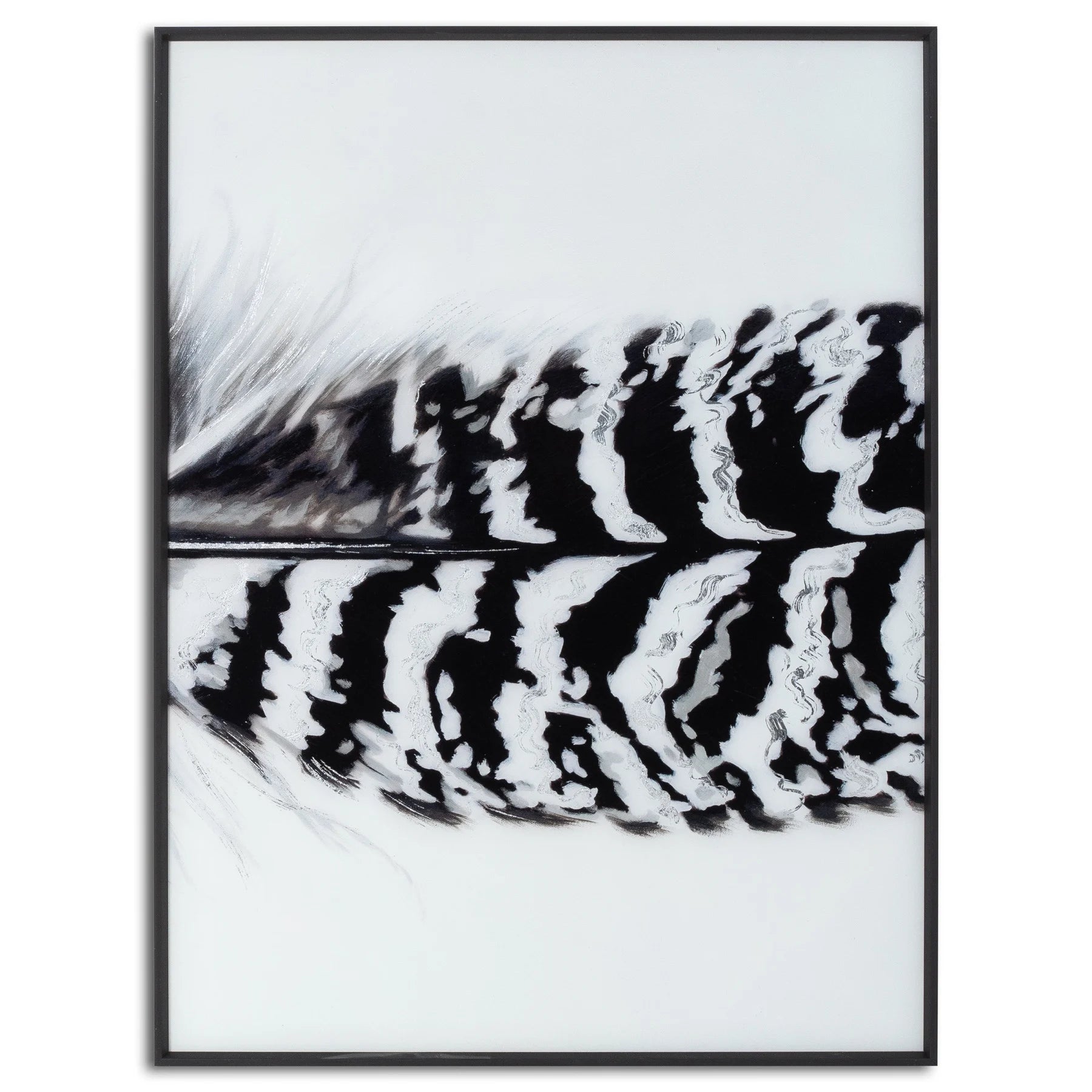 Black Striped Feather Over 3 Black Glass Frames