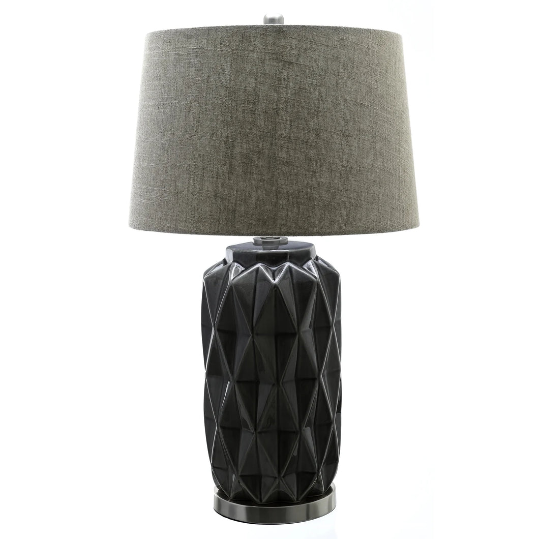 Acantho Grey Ceramic Lamp With Linen Shade