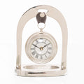 Nickel Hanging Mantel Clock With Leather