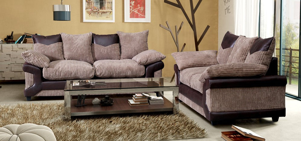 Dino Fabric Brown and Coffee Sofa - 3 + 2 Seater and Corner