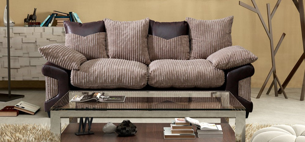 Dino Fabric Brown and Coffee Sofa - 3 + 2 Seater and Corner