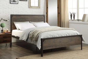 Marlon Industrial Style Metal & Wood Fusion Bed Frame - Available in Double & KingSize