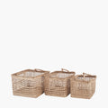 S/3 Open Weave Seagrass Rectangular Handled Baskets