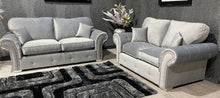 Load image into Gallery viewer, Oakland 3+2 Silver Plush Velvet Fabric Sofa Set With Subtle Button Detailing And Chrome Legs
