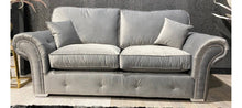 Load image into Gallery viewer, Oakland 3+2 Silver Plush Velvet Fabric Sofa Set With Subtle Button Detailing And Chrome Legs
