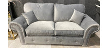 Load image into Gallery viewer, Oakland 3+2 Silver Plush Velvet Fabric Sofa Set With Subtle Button Detailing And Chrome Legs
