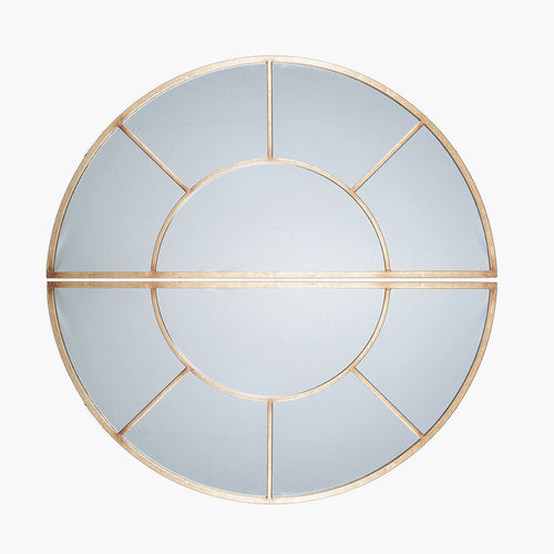 Antique Gold Metal 2 Half Moon Section Wall Mirror