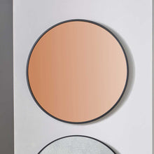 Load image into Gallery viewer, Matt Black Wood Round Mirror - Available in Copper Glass &amp; Foxed Glass
