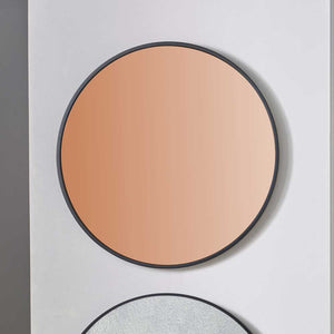 Matt Black Wood Round Mirror - Available in Copper Glass & Foxed Glass