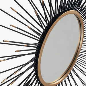 Metal Starburst Round Wall Mirror - Available in Gold or Black & Gold