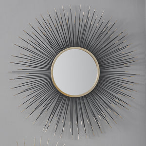 Metal Starburst Round Wall Mirror - Available in Gold or Black & Gold