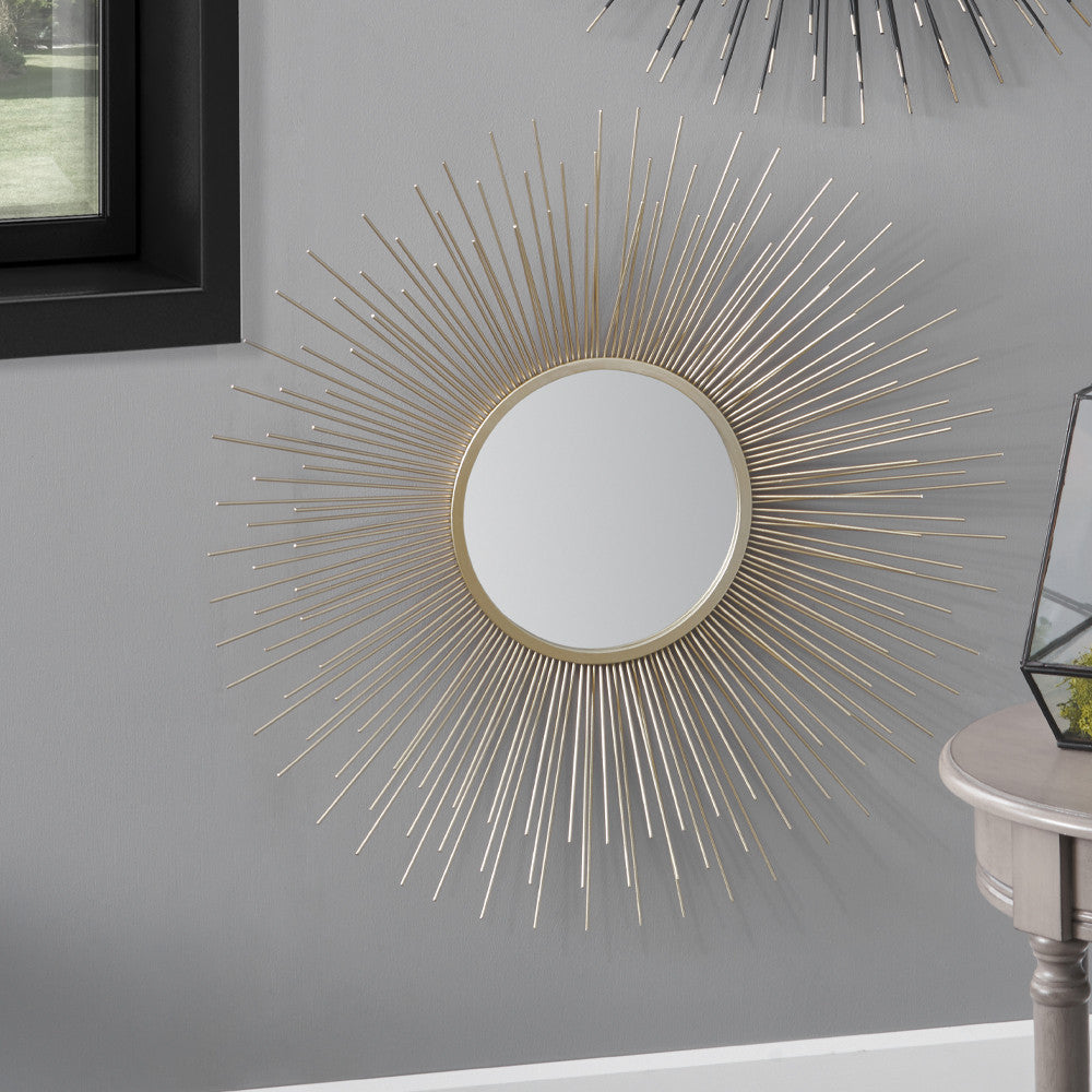Metal Starburst Round Wall Mirror - Available in Gold or Black & Gold
